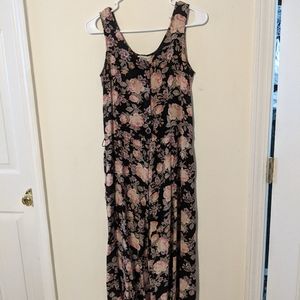 Vintage black floral sleeveless dress
